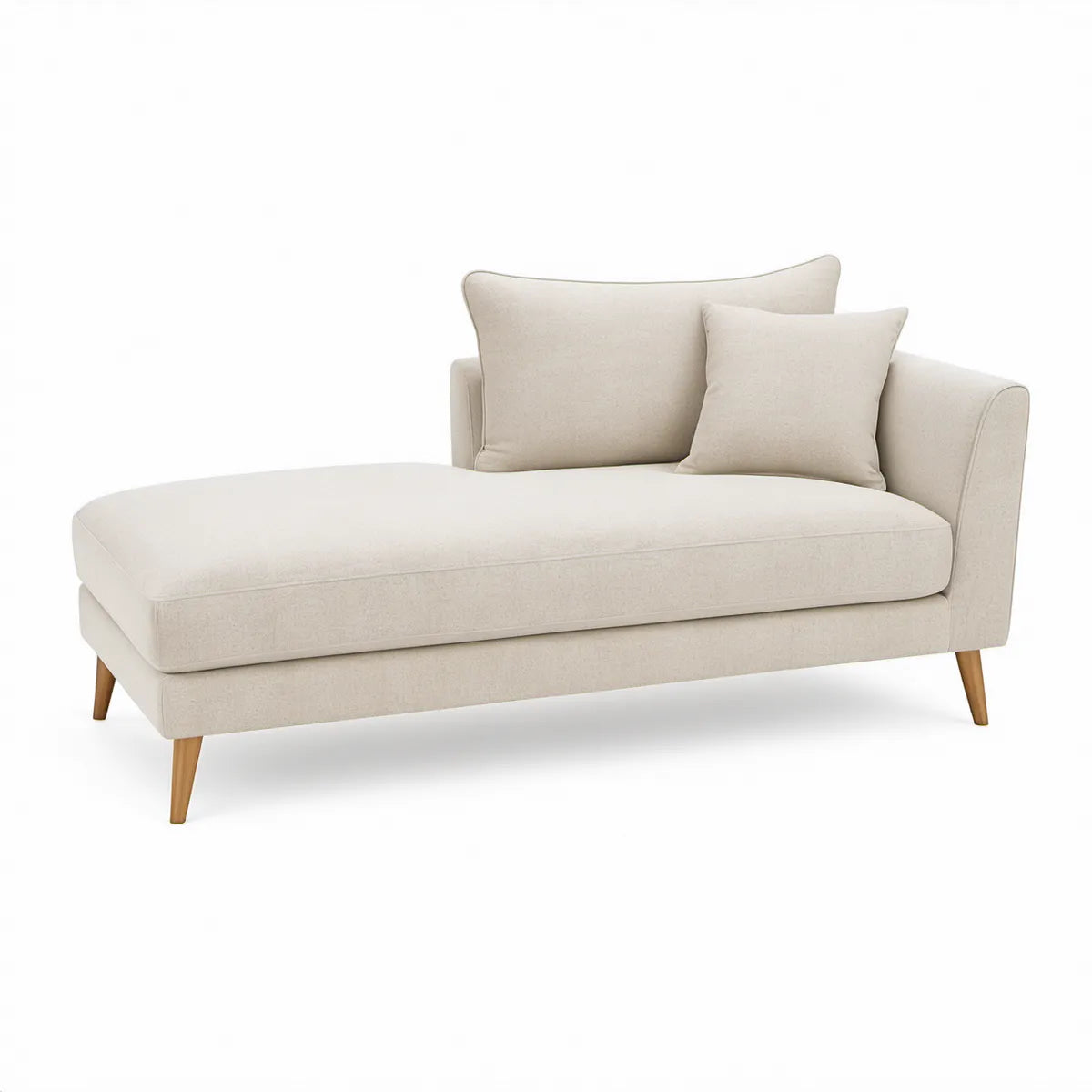 Chaise Longue de 1 Lugar em Poliéster Bege, Chaise à Esquerda, 160 x 85 x 80 cm